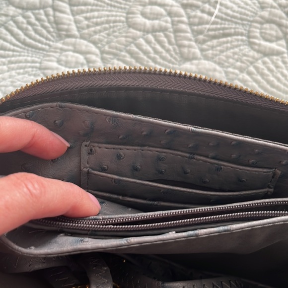 Slate blue like leather crossbody with removable strap. Very soft. - Picture 2 of 8